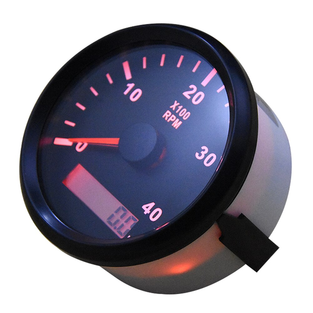 85mm REV Counter Car Boat tachometer + sensor Car Truck Tacho Marine RPM Meter with LCD Hourmeter 4000 RPM Red Backlight 12V/24V - KiwisLove