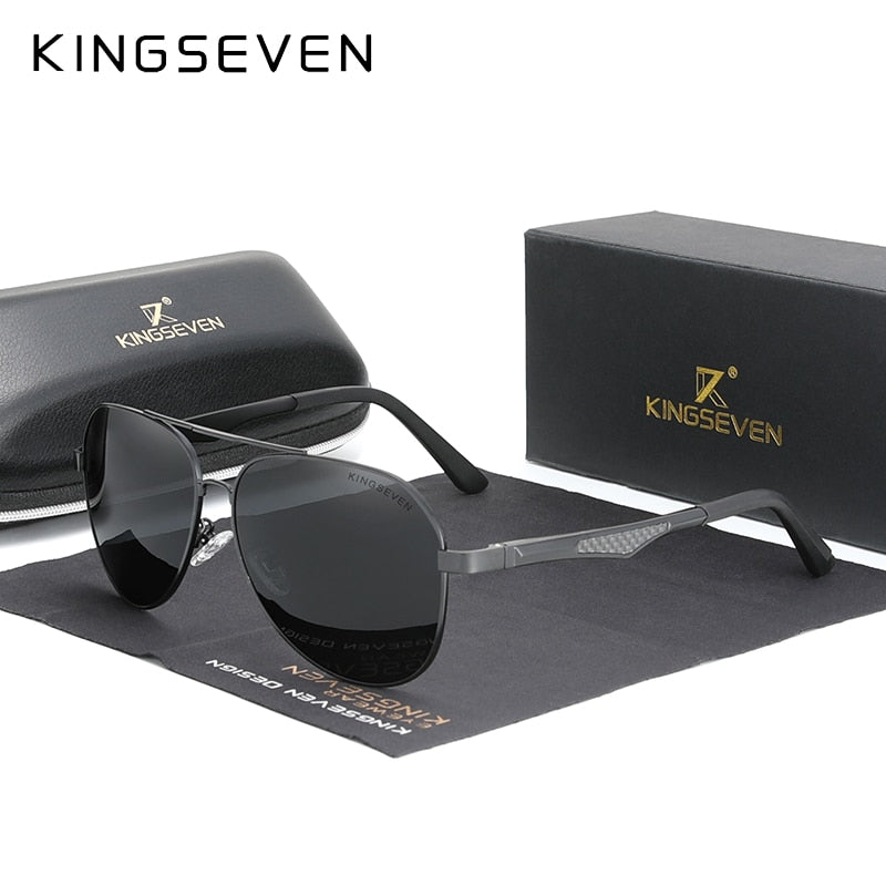 KINGSEVEN 2021 Driving Men's Polarized Sunglasses Aluminum Temples Pilot Sun Glasses For Men UV400 Anti-Glare Retro Eyewear - KiwisLove