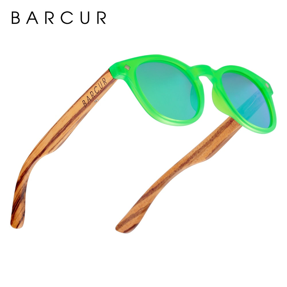 BARCUR Polarized kids sunglasses Round Boy Girl Zebra Wood Sun glasses Cat eyes UV400 Eyewear Oculos Gafas De Sol - KiwisLove