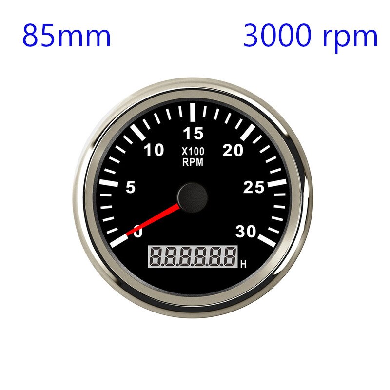 85mm REV Counter Car Boat tachometer + sensor Car Truck Tacho Marine RPM Meter with LCD Hourmeter 4000 RPM Red Backlight 12V/24V - KiwisLove