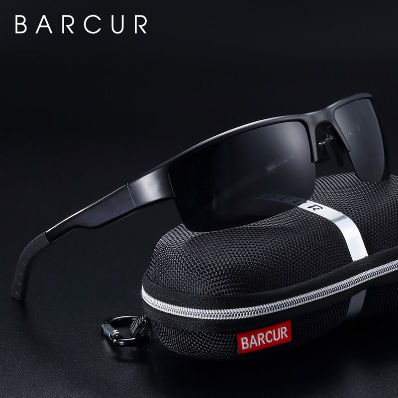 BARCUR Semi Rimless Polarized Aluminium Magnesium Sunglasses Sport Sun glasses Male Female Oculos Gafas De Sol - KiwisLove