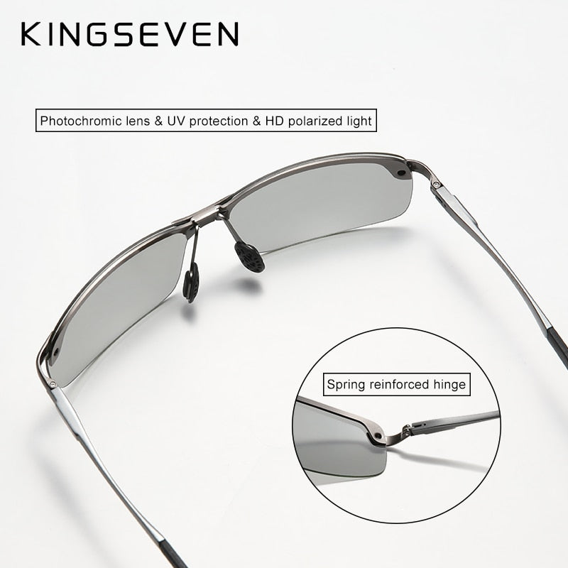 KINGSEVEN NEW Upgrade Fashion Men's Aluminum Sunglasses Polarized Rimless Simple Design Driving Sun Glasses Brand Men UV400 - KiwisLove