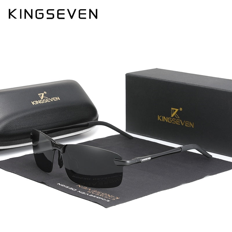 KINGSEVEN NEW Upgrade Fashion Men's Aluminum Sunglasses Polarized Rimless Simple Design Driving Sun Glasses Brand Men UV400 - KiwisLove