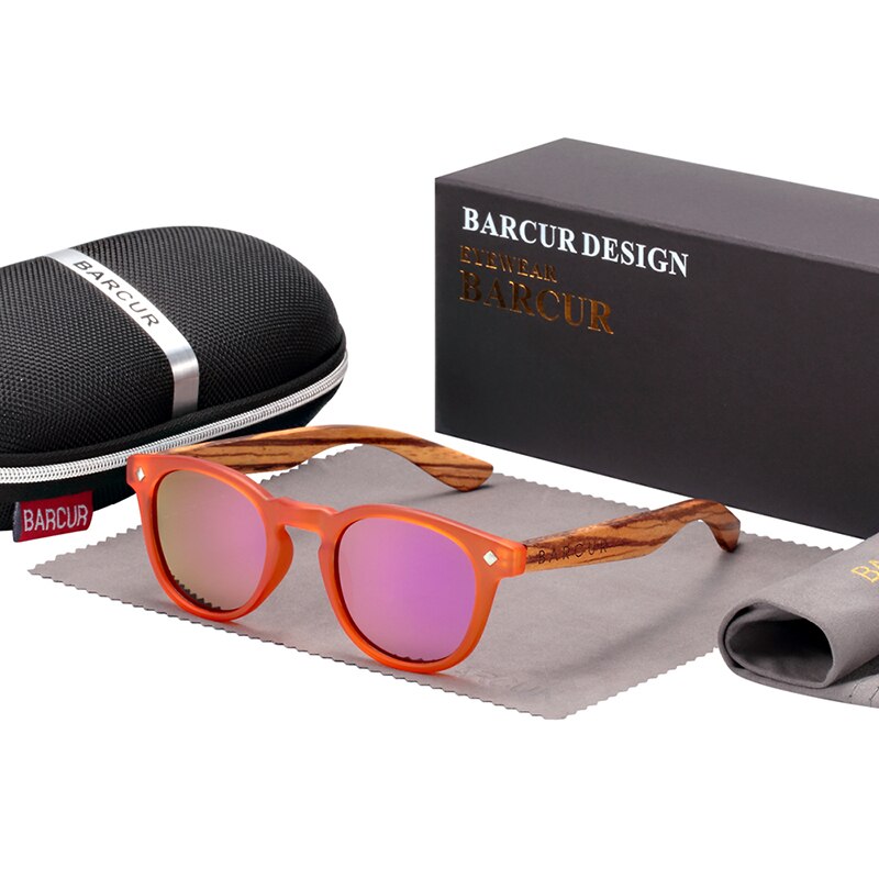 BARCUR Polarized kids sunglasses Round Boy Girl Zebra Wood Sun glasses Cat eyes UV400 Eyewear Oculos Gafas De Sol - KiwisLove