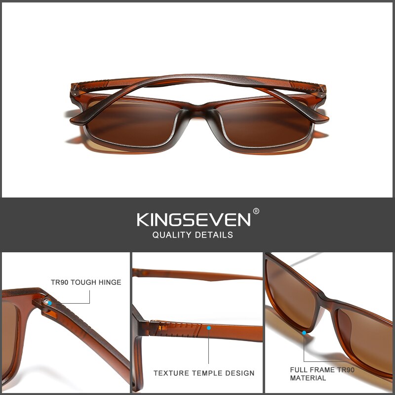 KINGSEVEN SQUARE Ultra Light TR90 Sunglasses Men Polarized Cat.3 1.1mm Thickness Lens Driving Sun Glasses Women Sports Eyewear - KiwisLove