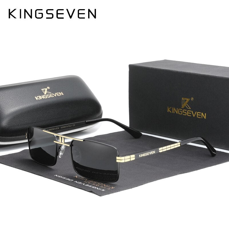 New Arrived KINGSEVEN Polarized Sunglasses Stainless Steel Vintage Frame Brand Rectangle Design Driving Fishing Sun glasses N760 - KiwisLove