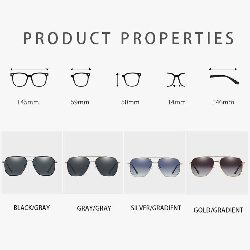 Polarized Sunglasses Mens/Women Driving Gradient Lens Sun Glasses Metal Frame Goggles UV400 Anti-Glare Eyewear For Male N19335 - KiwisLove