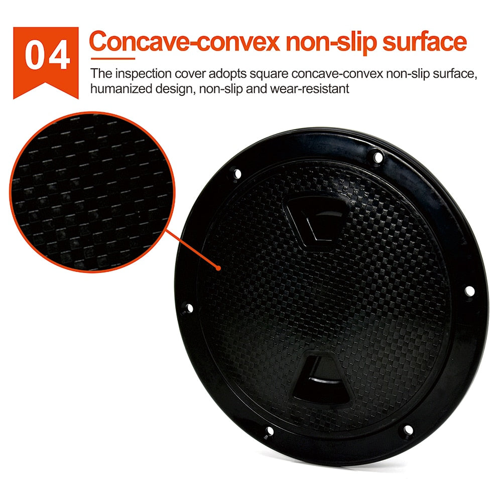 Non-slip 4/6/8 Inch Round Deck Cover Yacht Inspection Hole White Black Hatch Hand Hole Covers Inspection Work Cover Hatch - KiwisLove