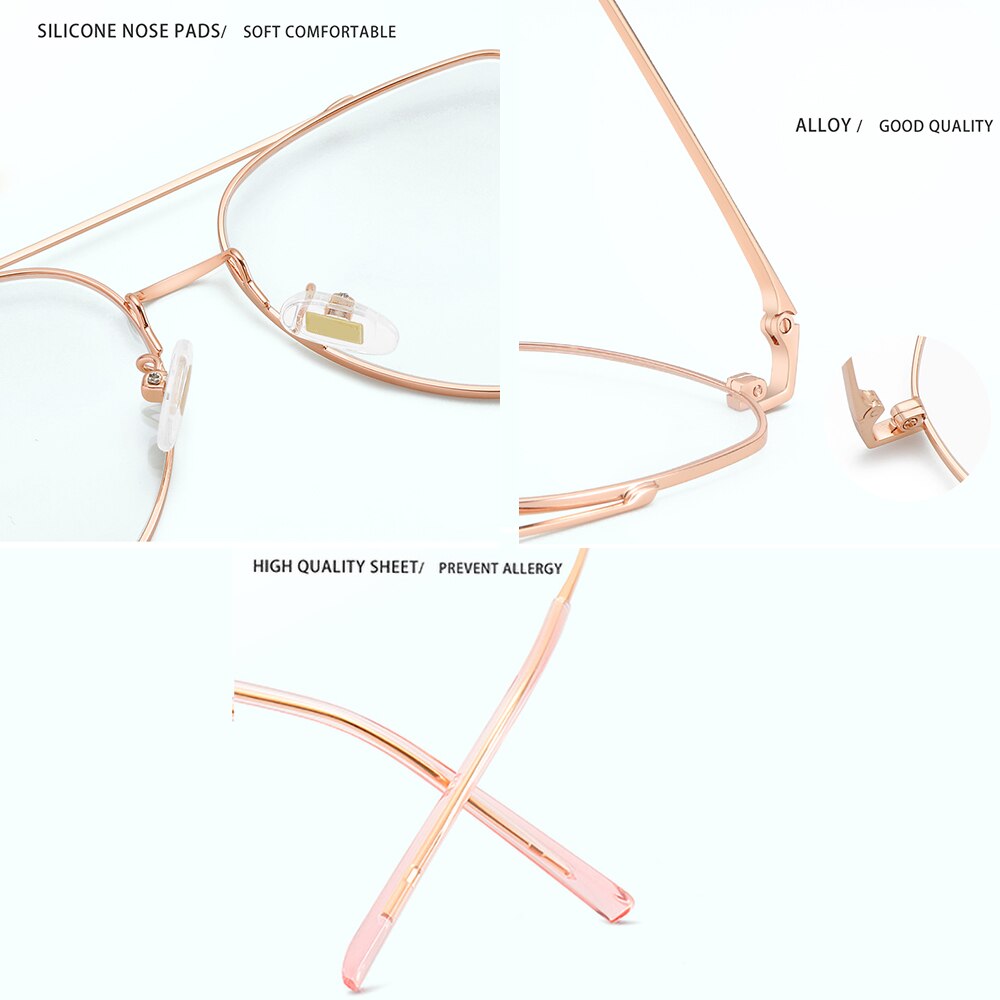 Men Women Glasses Anti Blue Light Laser Fatigue Computer Goggles Myopia Eyeglasses Male Fashion Pilot Optical Unisex F90274 - KiwisLove