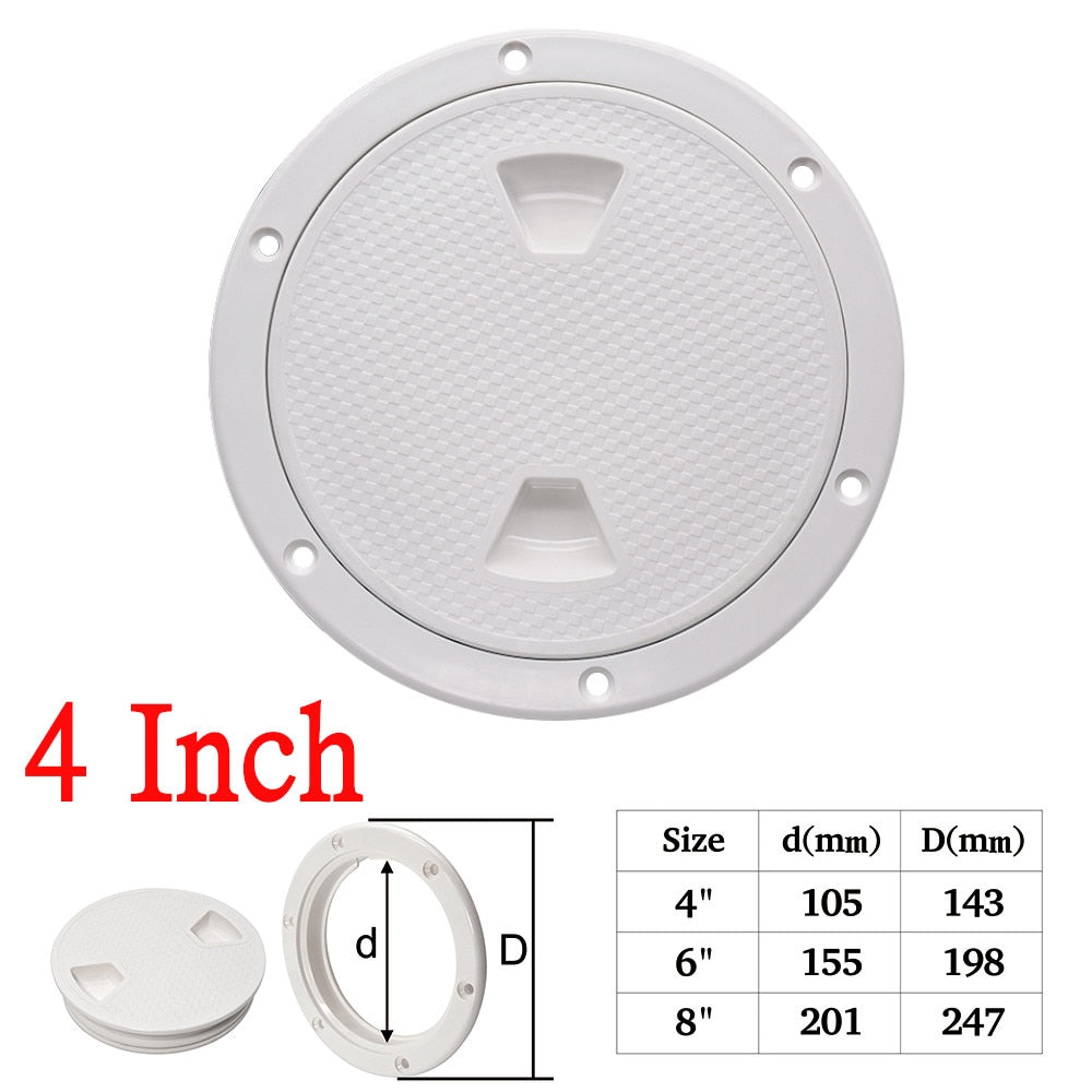 8 Inch 6 Inch 4 Inch Access Hatch Round Inspection Hatch Cover Non-slip Marine Screw Out Twist Out Deck Plate Hatch Black/White - KiwisLove