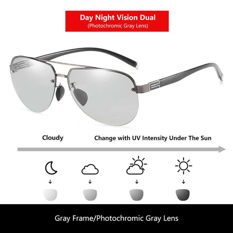 Men Sunglasses Photochromic Male Day Night Vision Designer Glasses For Driving Polarized Outdoor Sports UV400 Eyewear V1902 - KiwisLove
