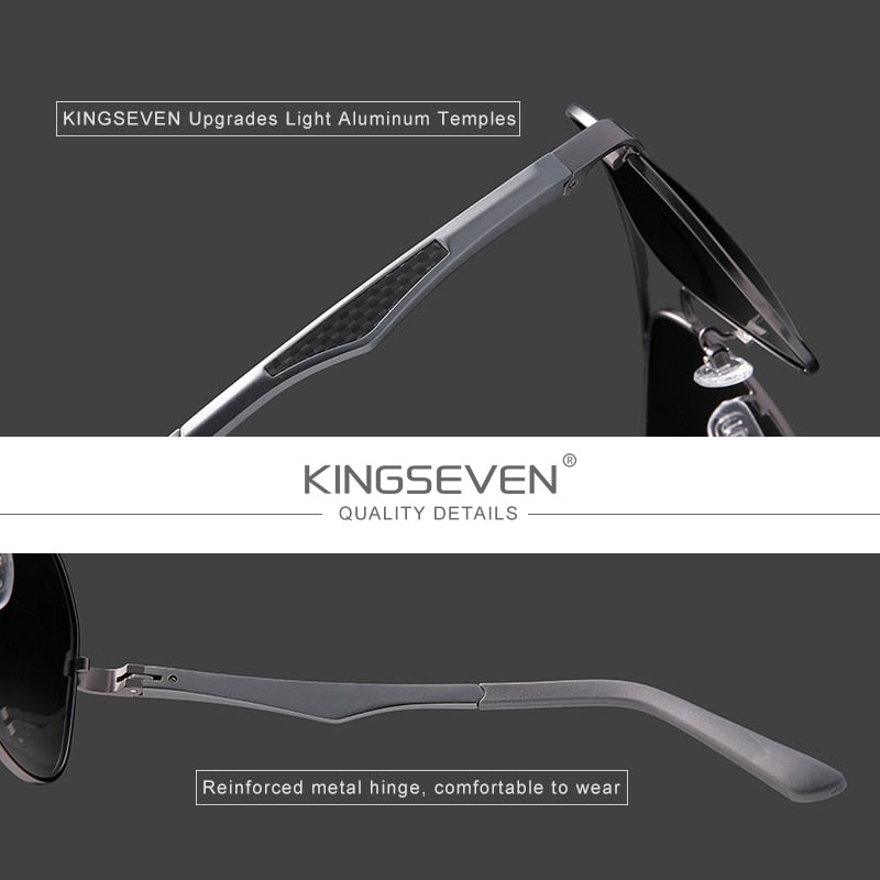 KINGSEVEN 2021 Driving Men's Polarized Sunglasses Aluminum Temples Pilot Sun Glasses For Men UV400 Anti-Glare Retro Eyewear - KiwisLove