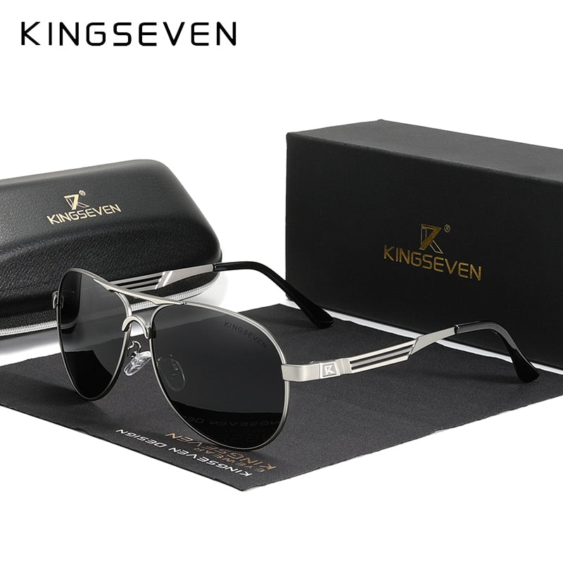 KINGSEVEN 2021 Stainless Steel Pilot Polarized Sunglasses Men Women Fashion Frame Male Sun Glasses For Driving Oculos de sol - KiwisLove
