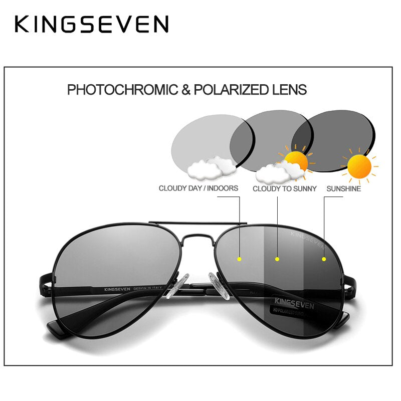 KINGSEVEN 2021 New Brand Men Aluminum Sunglasses Photochromic Polarized UV400 Lens Male Sun Glasses Women For Men‘s Eyewear 7735 - KiwisLove
