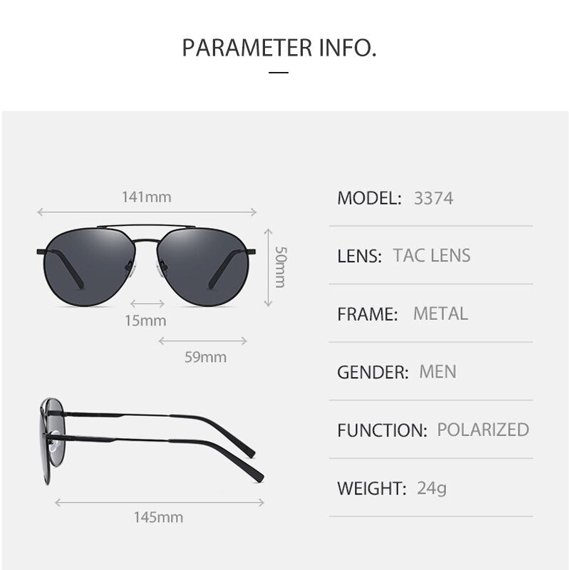 Sunglasses Men Fashion Unisex Pilot Vintage Sun Glasses Outdoor Sports Polarized UV400 Lens Male Driving Eyewear For Women 3374 - KiwisLove
