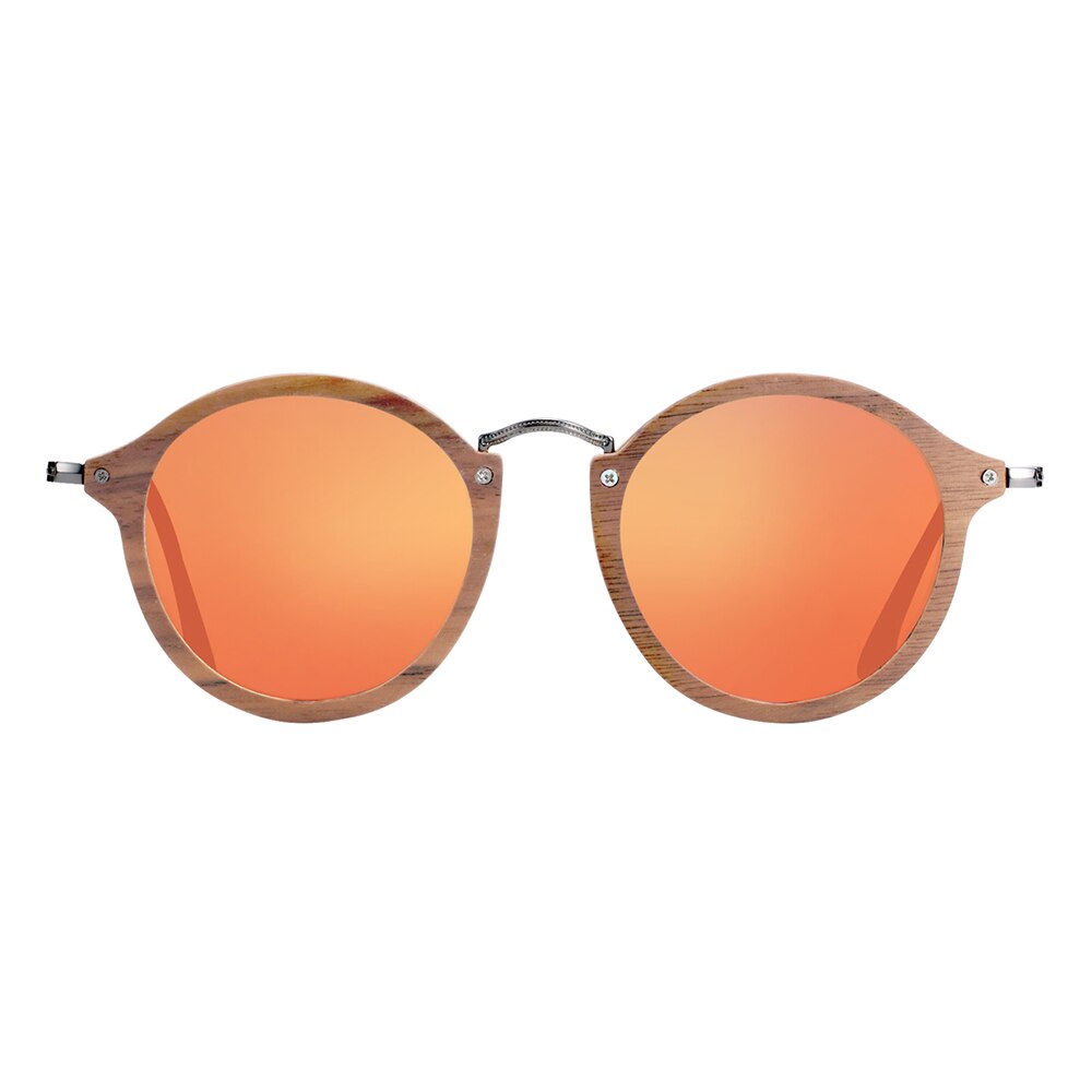 BARCUR Vintage Natural Black Walnut Sunglasses Round Polarized Wooden Sun Glasses Men Women Oculos De Sol Masculino - KiwisLove