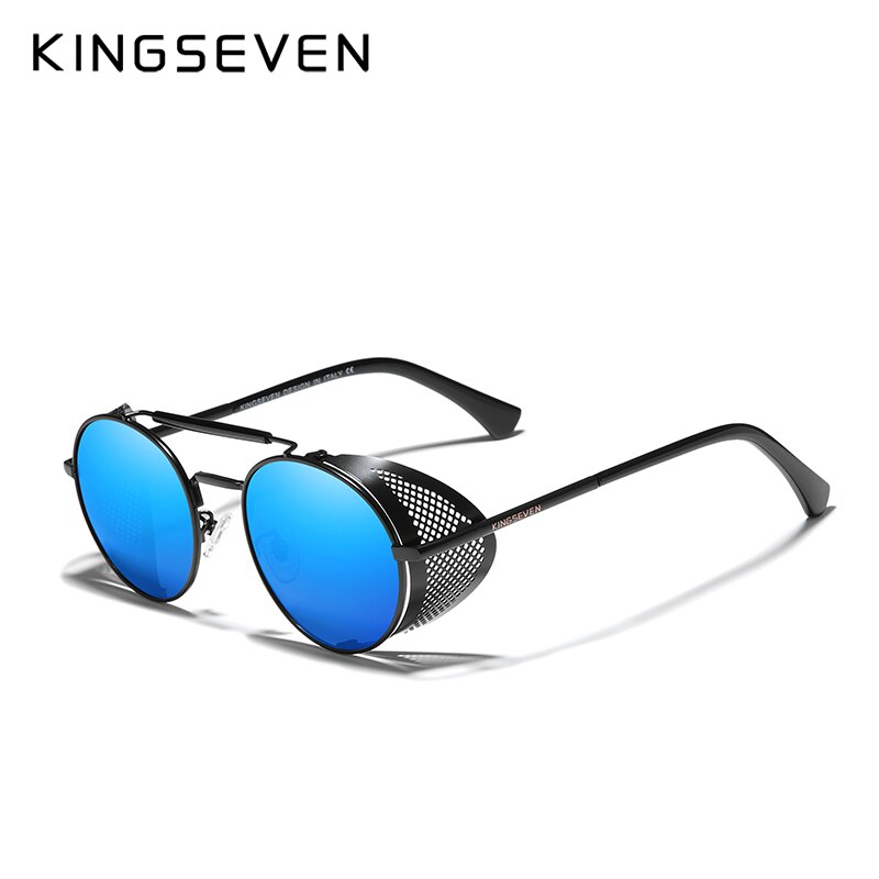 KINGSEVEN Fashion Gothic Steampunk Sunglasses Polarized Men Women Brand Designer Vintage Round Metal Frame Sun Glasses Eyewear - KiwisLove