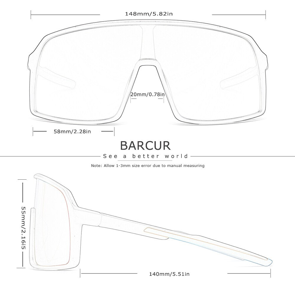 BARCUR P-Ride Outdoor Polarized Sports Sunglasses Photochromic MTB Mens Sunglasses Road Eyewear Women UV400  Googles - KiwisLove