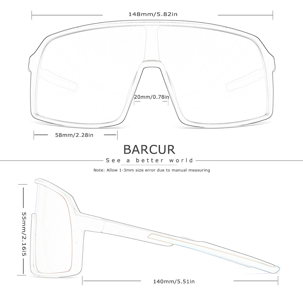 BARCUR P-Ride Outdoor Polarized Sports Sunglasses Photochromic MTB Mens Sunglasses Road Eyewear Women UV400  Googles - KiwisLove