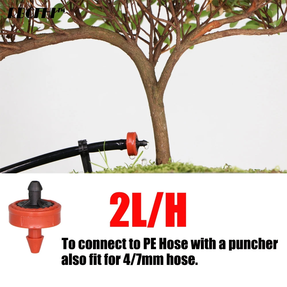 50PCS 2L 4L 8L/H Pressure Compensation Dropper Agricultura Irrigation Emitter Garden Drip for 1/4' PE Hose Greenhouse Watering