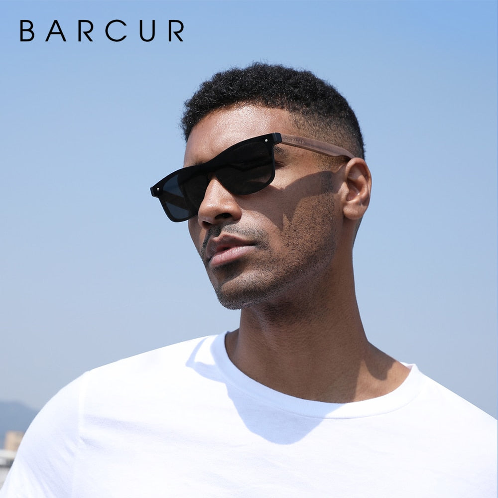 BARCUR Walnut Sunglasses for Men Polarized Wood Sun Glasses UV400 Oculos De Sol Masculino Feminino - KiwisLove