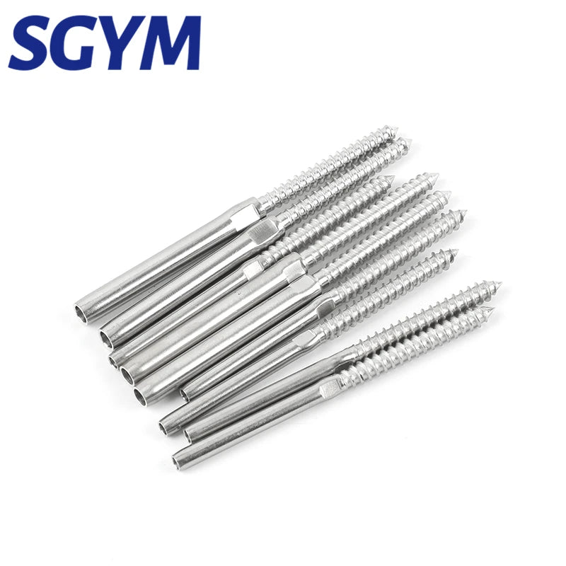 10/20/30/50pcs Swage Lag Screws Left & Right for 1/8 3/16'' Cable Railing Stair Deck Wood Post Balusters Decking Hardware