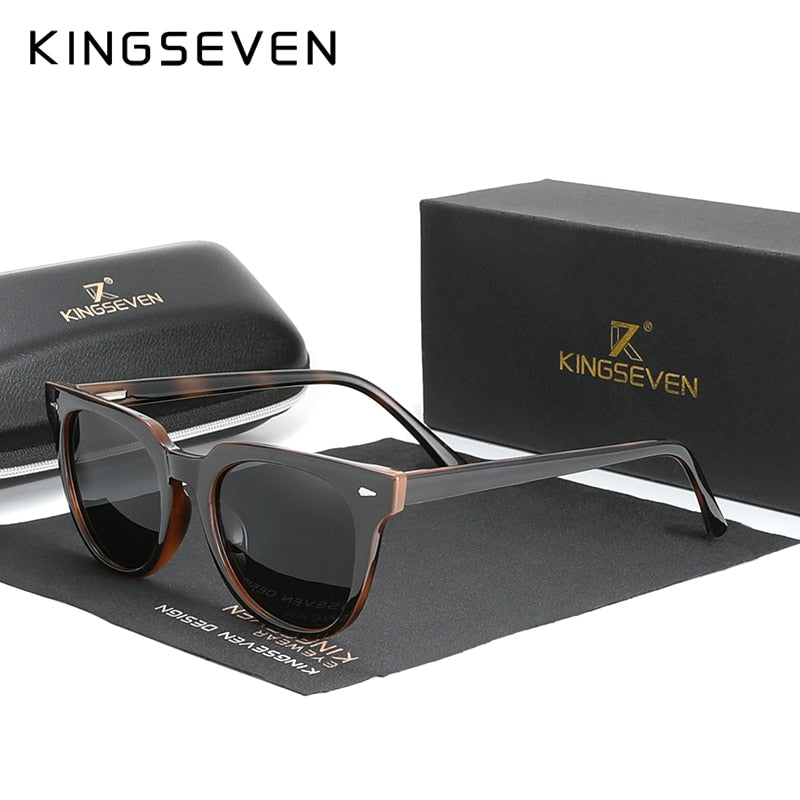 KINGSEVEN 2019 Polarized Square Sunglasses Men Women Zebra Wooden Frame Mirror Flat Lens Driving UV400 Eyewear - KiwisLove