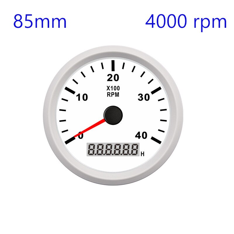 85mm REV Counter Car Boat tachometer + sensor Car Truck Tacho Marine RPM Meter with LCD Hourmeter 4000 RPM Red Backlight 12V/24V - KiwisLove