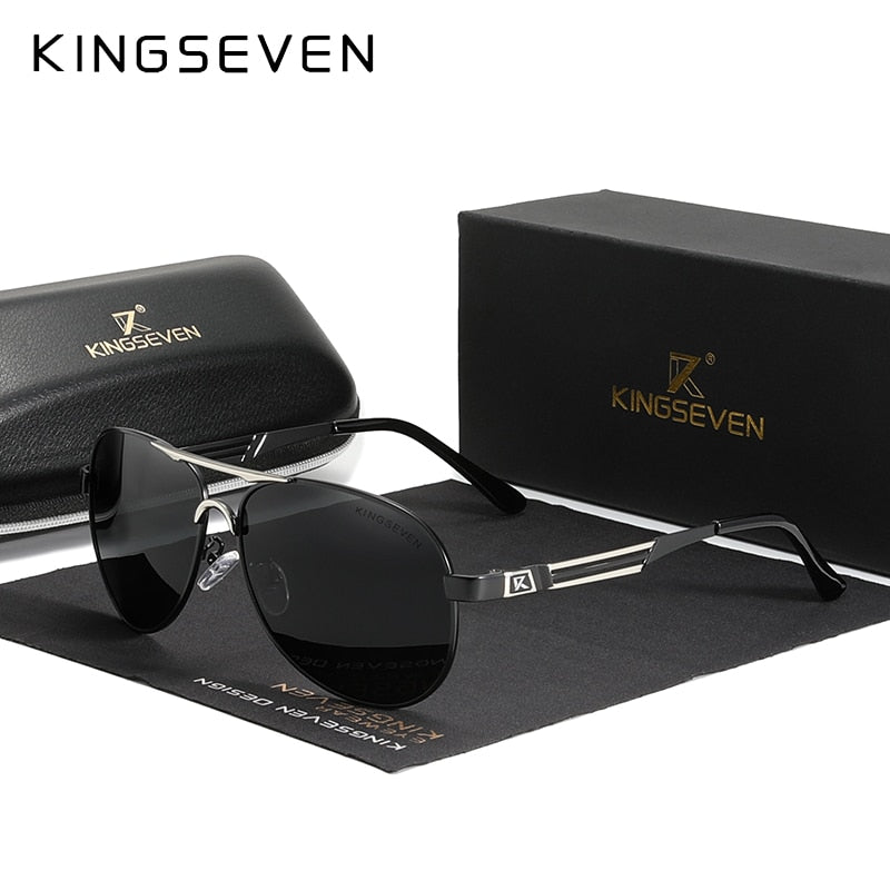 KINGSEVEN 2021 Stainless Steel Pilot Polarized Sunglasses Men Women Fashion Frame Male Sun Glasses For Driving Oculos de sol - KiwisLove