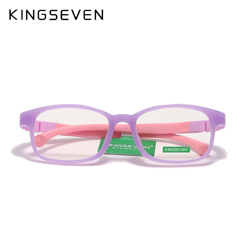 KINGSEVEN Children M Size 48mm  Glasses Anti-blue Square Blue Light Blocking Kids TR90 Flexible Computer Gaming Clear Eyewear - KiwisLove