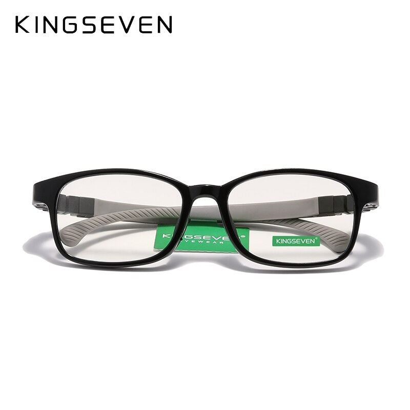 KINGSEVEN Children M Size 48mm  Glasses Anti-blue Square Blue Light Blocking Kids TR90 Flexible Computer Gaming Clear Eyewear - KiwisLove