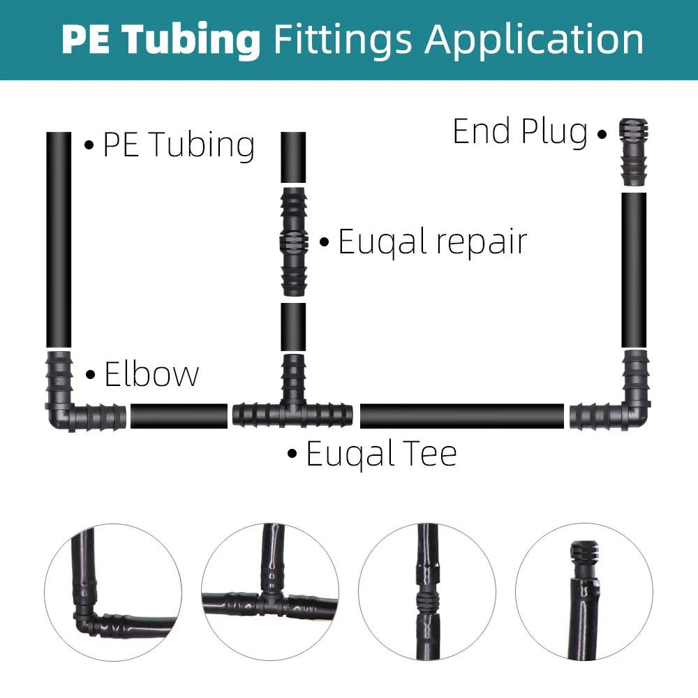 10PCS Garden Plastic Watering Connector 16mm 90 degree Barbed Elbow for Micro Dripping Irrigation 1/2 "PE Pipe Tubing Hose Fitti
