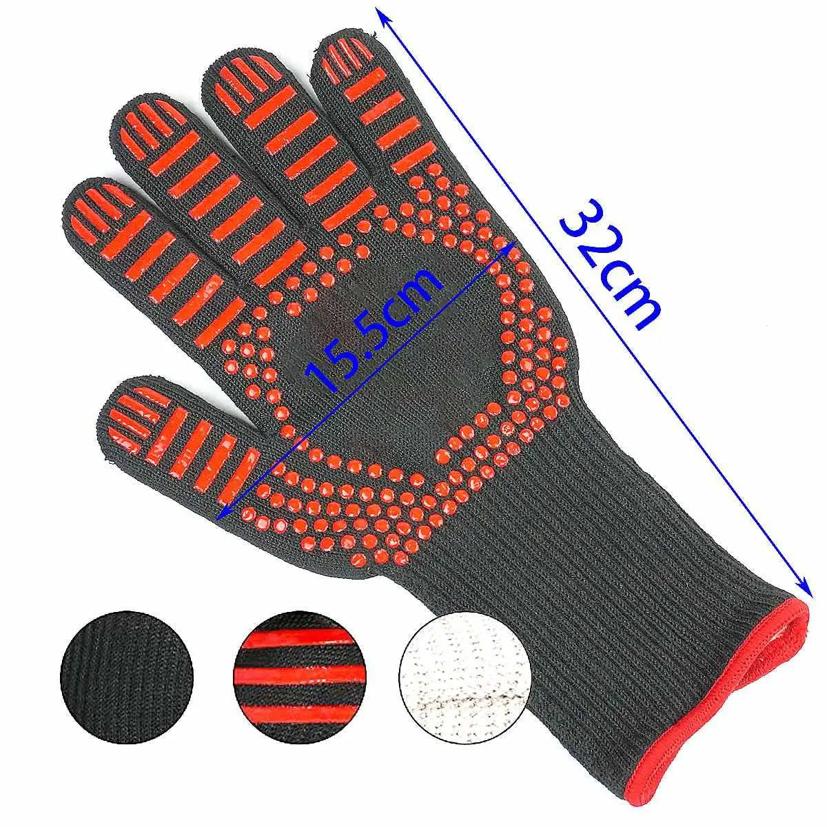 1 Piece Bakewere Oven Mitts Silicone Gloves BBQ High Temperature Anti-scalding 800 Celsius Insulation Barbecue Microwave - KiwisLove