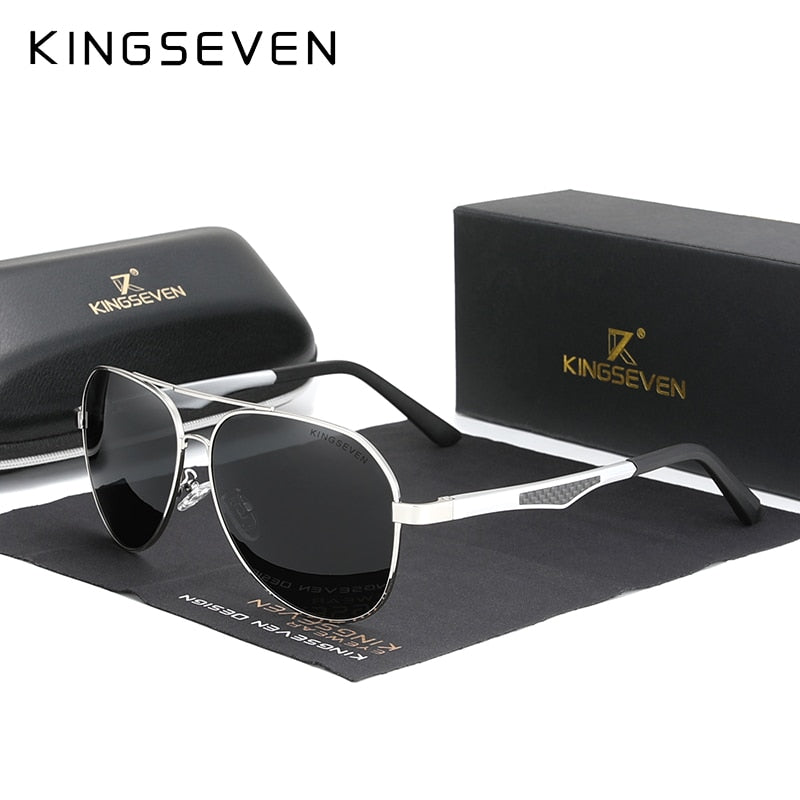 KINGSEVEN 2021 Driving Men's Polarized Sunglasses Aluminum Temples Pilot Sun Glasses For Men UV400 Anti-Glare Retro Eyewear - KiwisLove