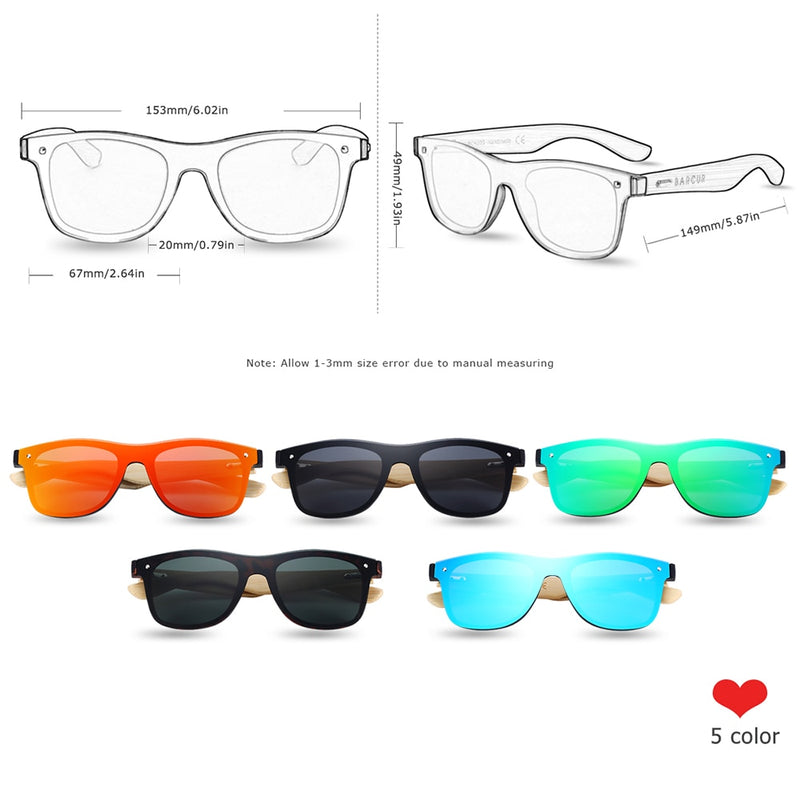 BARCUR Wood Glasses Bamboo Sunglasses Eyewear Accessories Female/Male Sunglasses Rimless for Men Glasses - KiwisLove