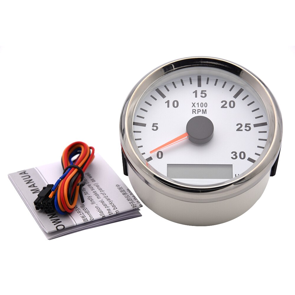 85mm REV Counter Car Boat tachometer + sensor Car Truck Tacho Marine RPM Meter with LCD Hourmeter 4000 RPM Red Backlight 12V/24V - KiwisLove