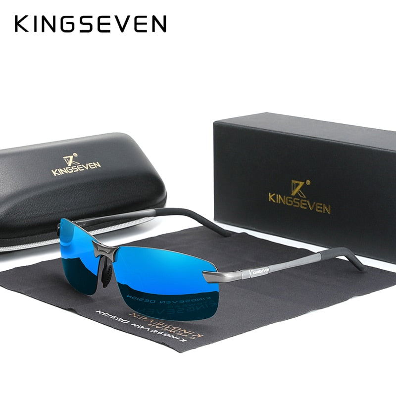 KINGSEVEN NEW Upgrade Fashion Men's Aluminum Sunglasses Polarized Rimless Simple Design Driving Sun Glasses Brand Men UV400 - KiwisLove