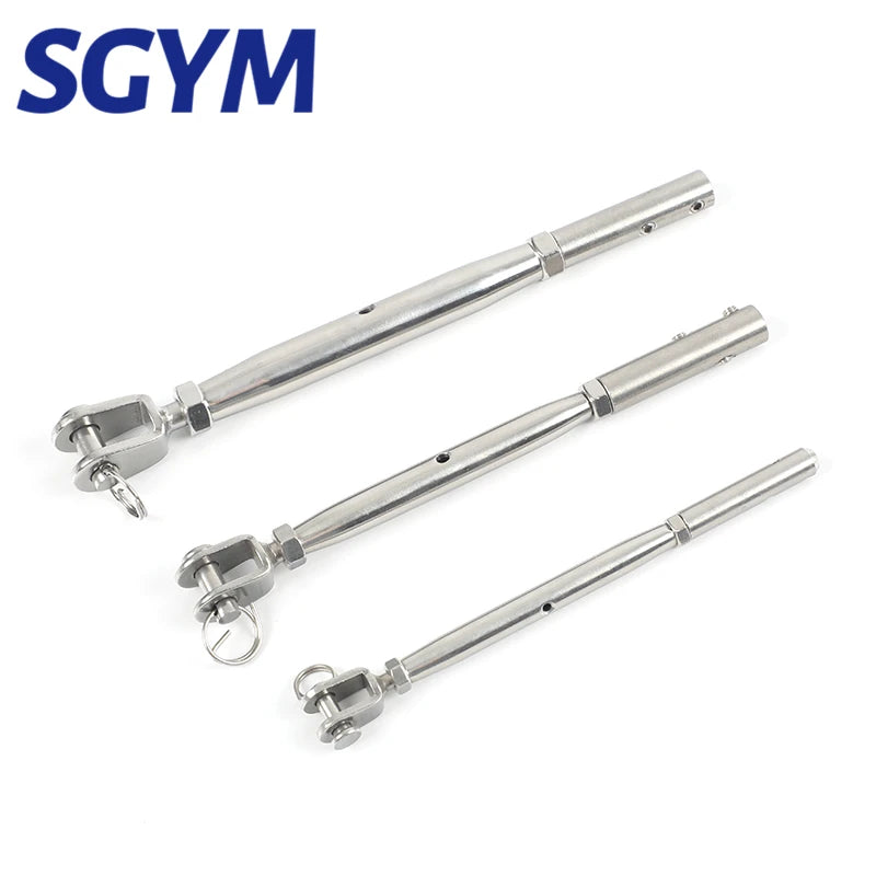 1pcs 1.5/2/3/4/5/6/8mm Thread Stainless Steel 304 Cable Railing Rope Fork Jaw Tensioner Buckle Terminal Fitting