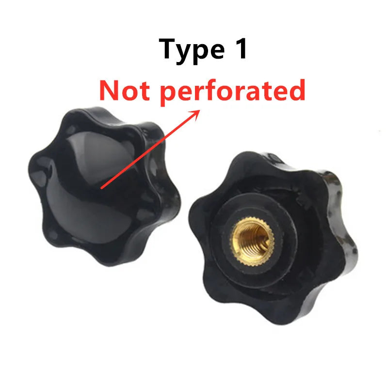 1/5Pcs Plum Nut Mechanical Black Thumb Nut Knob Manual Nut Thermoplastic Brass Thread With and Without Holes M4/M5/M6/M8/M10/M12