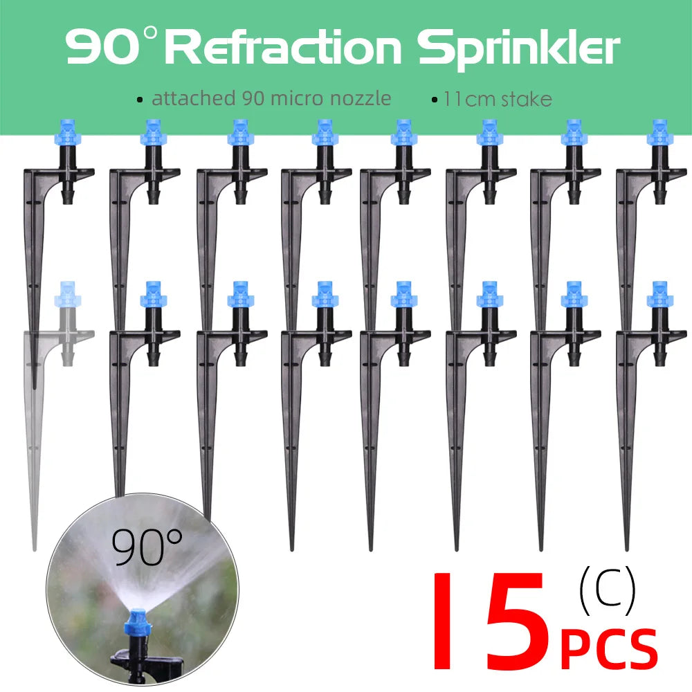 90/180/360 Degree Micro Misting Nozzle on 11cm Stake 1/4 "Barb Connector Can be Used for Garden Greenhouse Irrigation  Watering