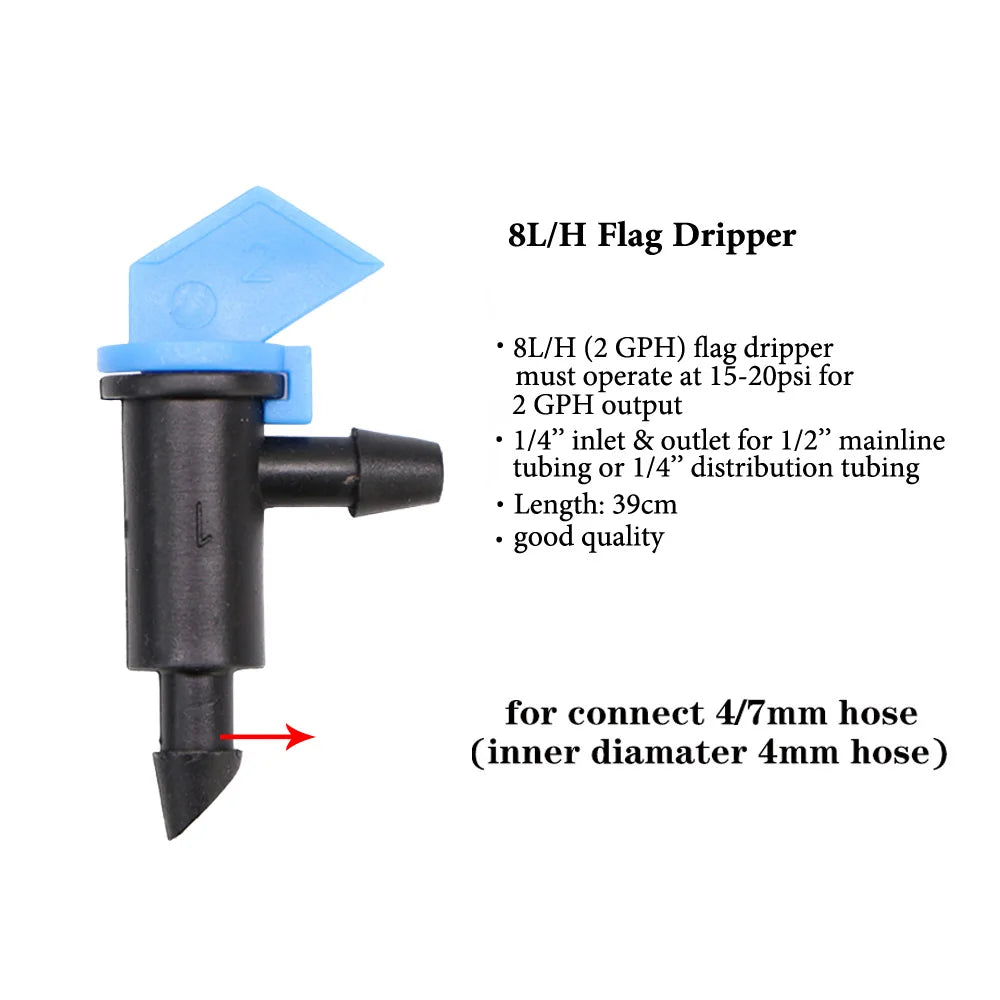 20/50pcs 4L/8L/16L/H Garden Irrigation Sprinkler Flag Shape Dripper 4mm Hose Connection Nozzles Plant Potted Watering  Dripper