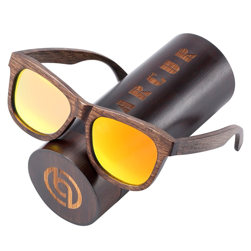 BARCUR Natural Wooden Sunglasses for Men Polarized Sunglasses Wood Oculos De Sol Feminino Frete Gratis - KiwisLove