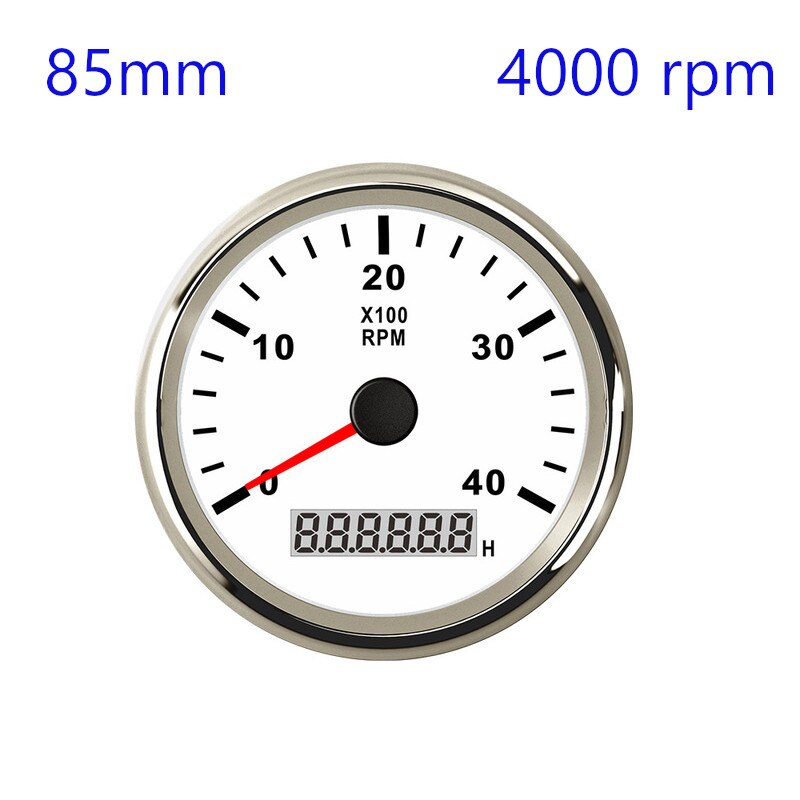 85mm REV Counter Car Boat tachometer + sensor Car Truck Tacho Marine RPM Meter with LCD Hourmeter 4000 RPM Red Backlight 12V/24V - KiwisLove