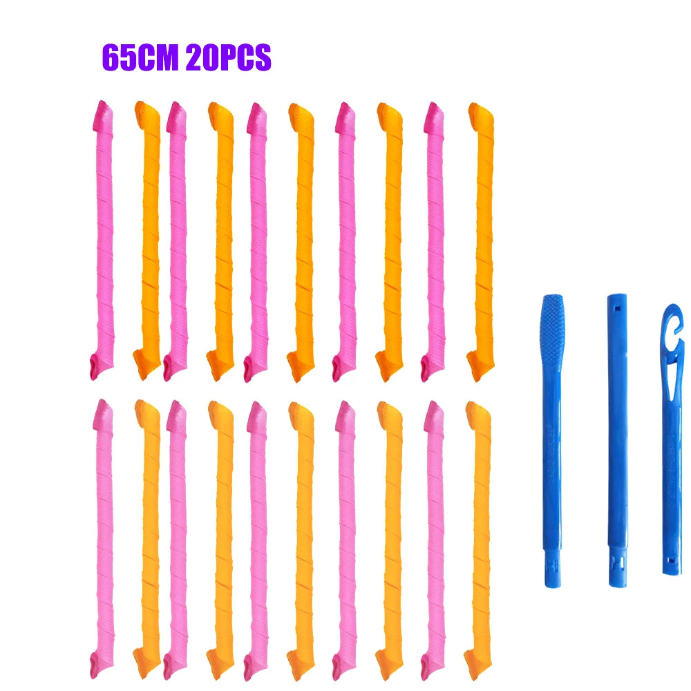 Hair Rollers (30/45/55/65cm) Snail Shape Not Waveform Spiral Round Curls Hair Curler Soft Hair Curler Magic Hair Rollers DIY - KiwisLove