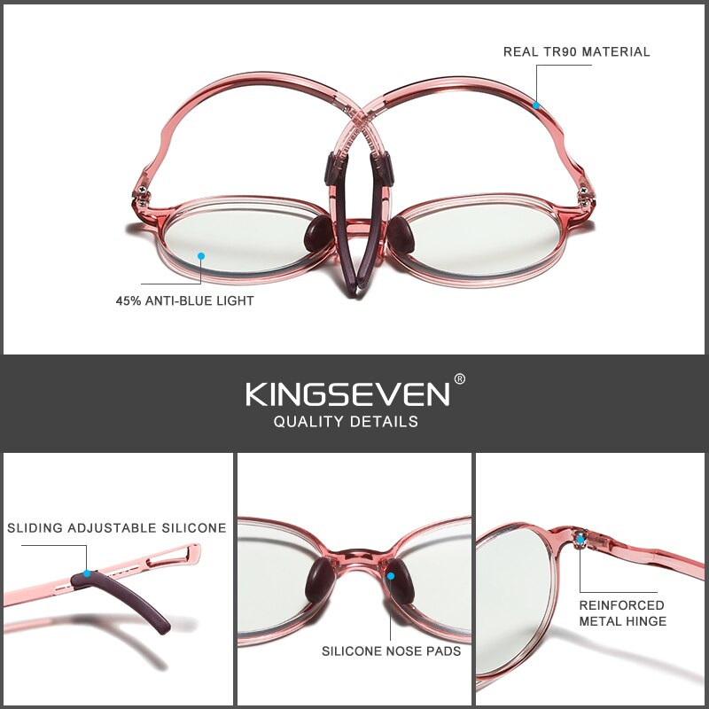 KINGSEVEN Adjustable Temple New Design Children Anti Blue Light Blocking Glasses Computer Gaming Kids Girls Eyeglasses - KiwisLove