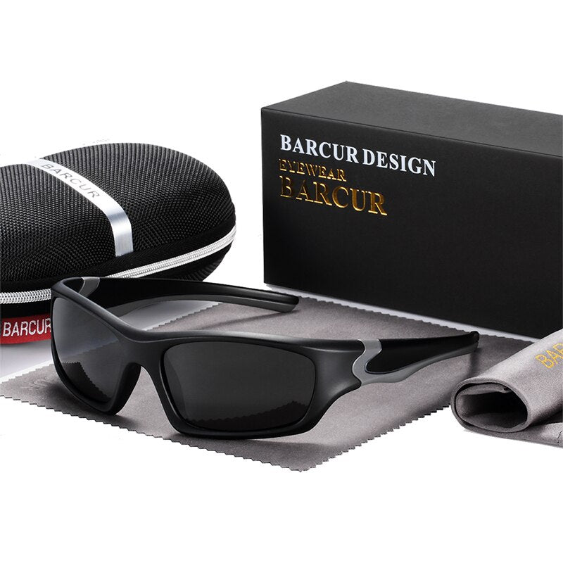 BARCUR TR90 Sport Trendy Sunglasses Men 2021 Polarized Sun Glasses Driving Fashion UV400 - KiwisLove