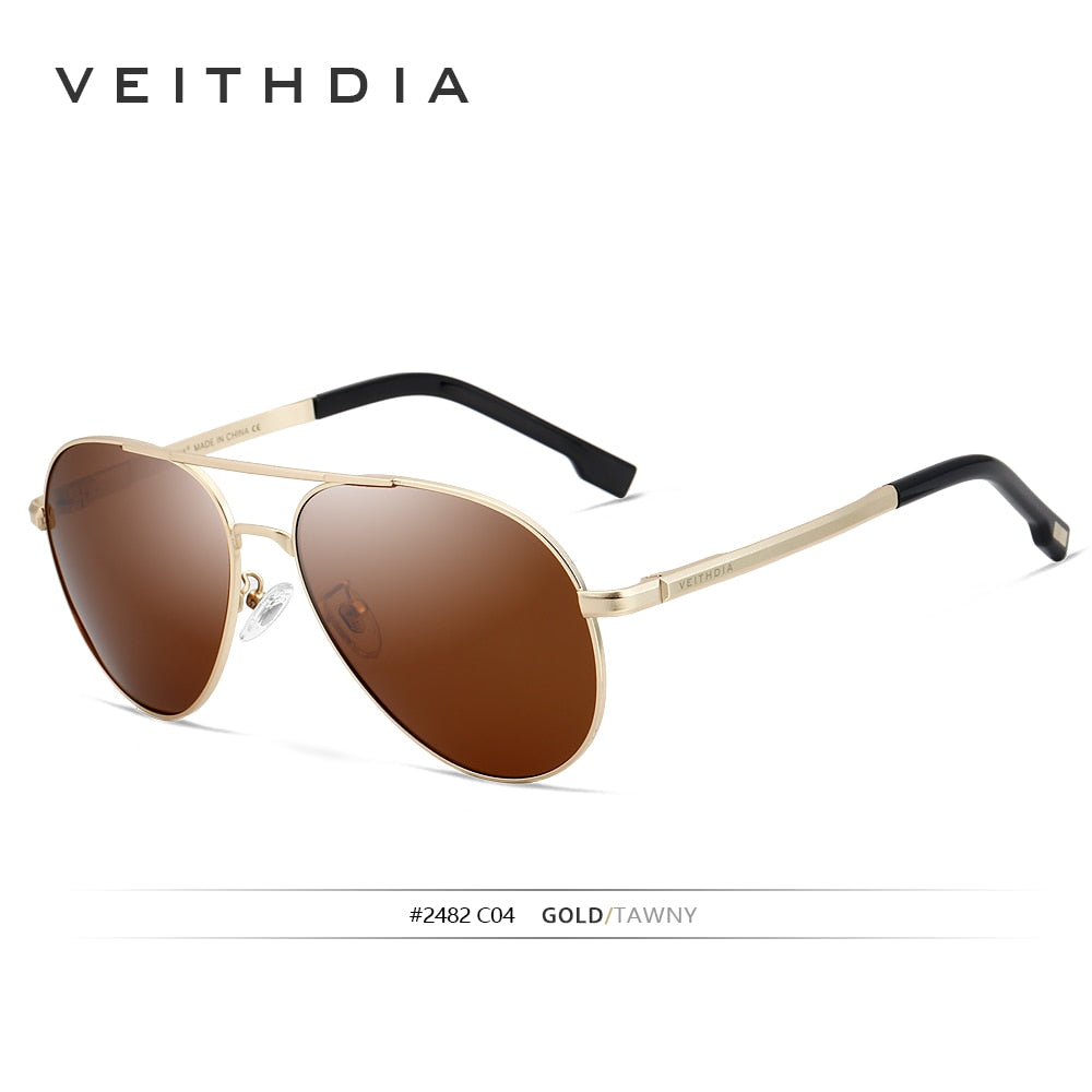 VEITHDIA Men Vintage Polarized UV400 Sunglasses Outdoor Classic Women Sun Glasses Coating Lens Driving Eyewear For Male 2482 - KiwisLove