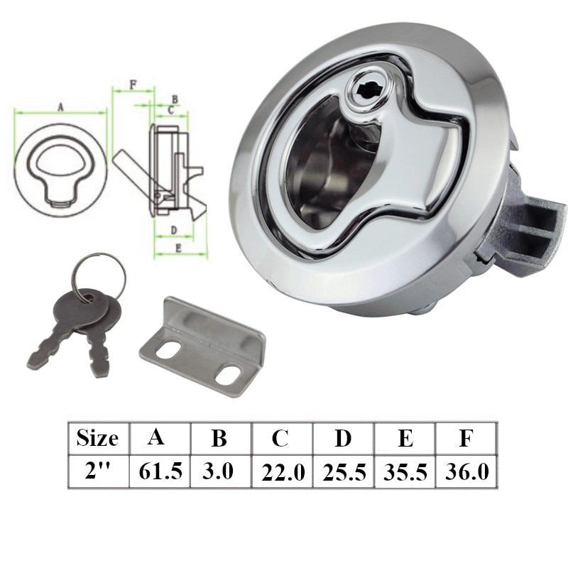 2PCS Stainless Steel Flush Mount Hatchs Flush Pull Latch Marine Lock Boat Deck Hatchs with Key fit Marine yacht RV Ship - KiwisLove