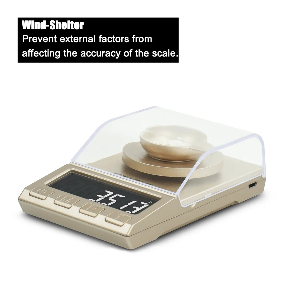 NEWACALOX 0.001g Precision Digital Jewelry Scale 50g/100g/200g USB Powered Electronic Weighing Scale LCD Mini Lab Balance 0.001g - KiwisLove