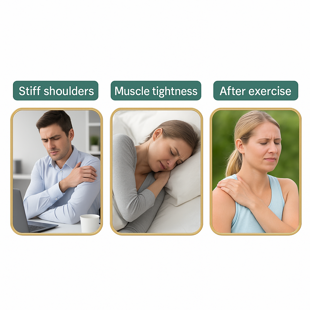 Heat patch applied on shoulder area